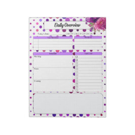 Bloc De Notas Puntos de Polka Morado Floral _ Infraestructura