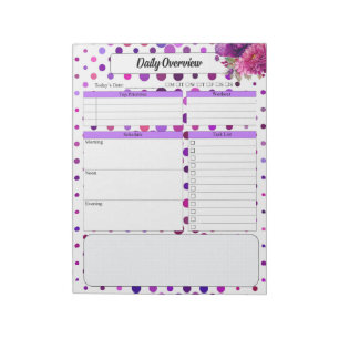 Bloc De Notas Puntos de Polka Morado Floral _ Infraestructura