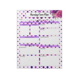 Bloc De Notas Puntos de Polka Morado Floral _ Plan de Atención d