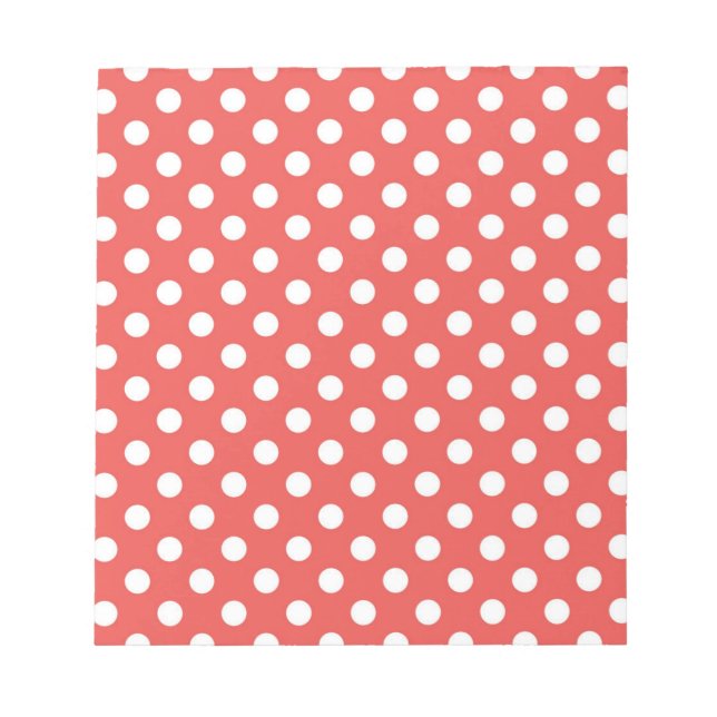 Bloc De Notas Puntos de Polka Rojo y Blanco (Frente)