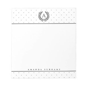 Bloc De Notas Puntos Minúsculos de Laurel en Blanco y Negro con 