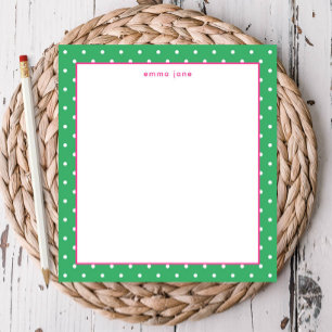 Bloc De Notas Puntos Pequeños Rosa y Verde Personalizados