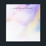 Bloc De Notas Purple Gold Watercolor Luxury Abstract Nombre pers<br><div class="desc">Personaliza fácilmente este estilo glamoroso de pintura de acuarela lila abstracta y fondo falso de pulverización dorada con tu nombre personalizado.</div>