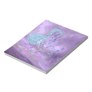 Bloc De Notas Purple Music Notes Resumen 2 Small Note Pad