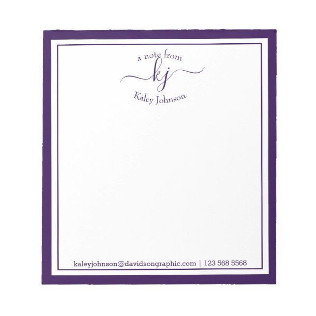 Bloc De Notas Purple Personalizado | De La Oficina Del Notepad (Frente)