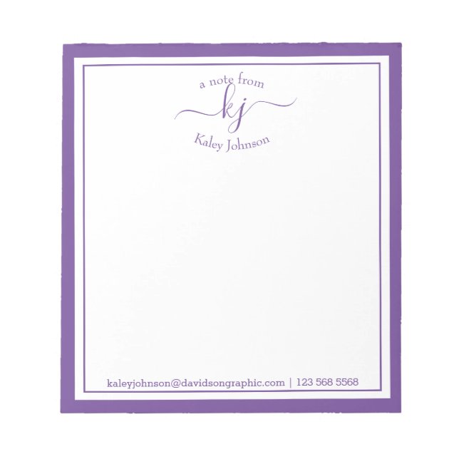 Bloc De Notas Purple Personalizado | De La Oficina Del Notepad (Frente)