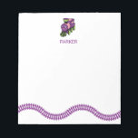 Bloc De Notas Purple Pink Toy Train Personalized Kids Stationery<br><div class="desc">Your child will love writing special notes on these train note pads. Personalize them with their name or nickname. The train is pink,  purple and green with a purple train track.</div>