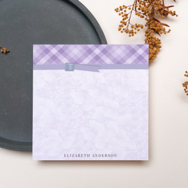 Bloc De Notas Purple ribbon plaid with name (Subido por el creador)