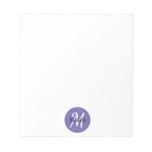 Bloc De Notas Purple Simple Monograma Clásico