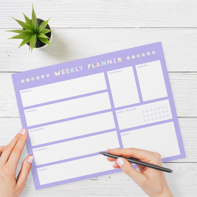 Bloc de notas Purple Weekly Planner con flores Pas (Subido por el creador)
