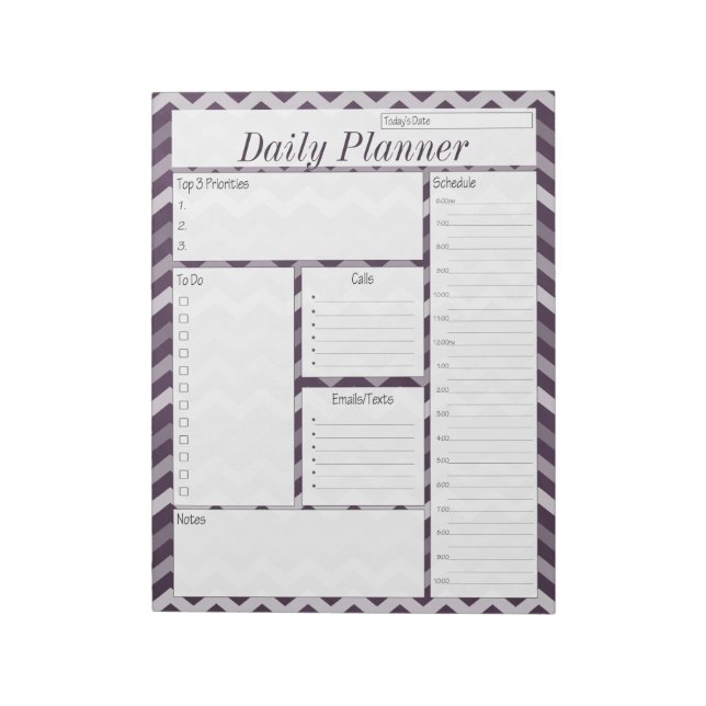 Bloc De Notas Púrpura Chevron Daily Planner (Lado Izquierdo)