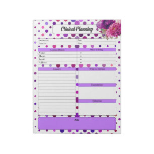 Bloc De Notas Púrpura de Polka Floral _ Planificación clínica