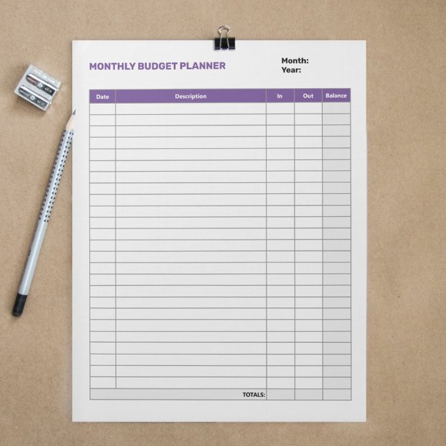 Bloc De Notas Púrpura del planificador de presupuesto mensual si (Simple Monthly Budget Planner Purple Notepad)