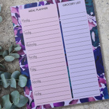 Púrpura Floral Meal Planner & Groceria List
