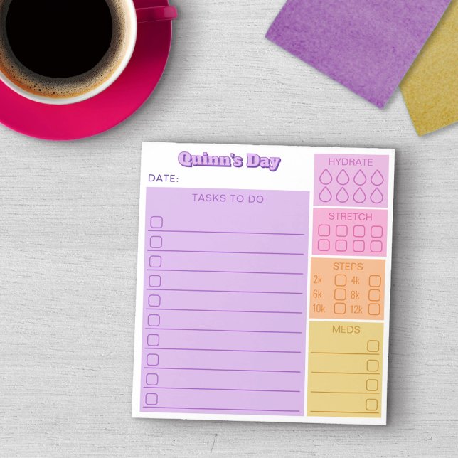 Bloc De Notas Púrpura Pink Day Tracker Tareas Steps Meds (Subido por el creador)