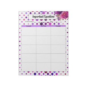 Bloc De Notas Púrpura Polka Floral Dots_ Ecuaciones Importantes