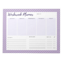 Púrpura polka punto Workweek Planner Notepad