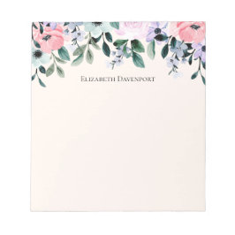 Bloc De Notas Púrpura rosa y acuarela floral verde