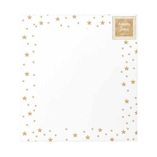 Bloc De Notas Purpurina de estrella de oro personalizado Sparkle (Frente)
