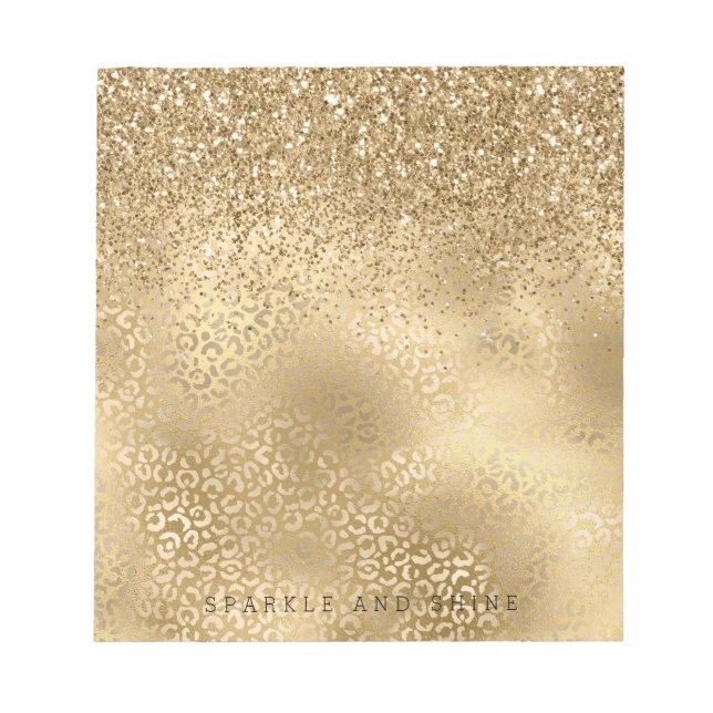 Bloc De Notas Purpurina de impresión Gold Glam Sparkle Leopard (Frente)
