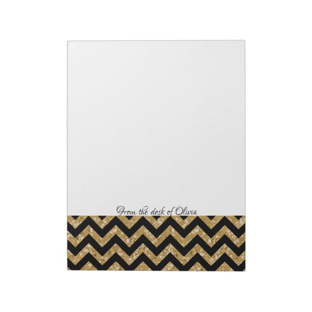 Bloc De Notas Purpurina de oro Chevron Notepad (Lado Izquierdo)