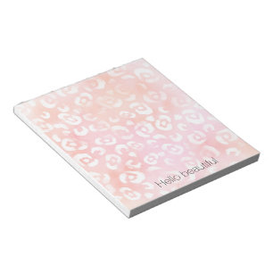 Bloc De Notas Purpurina de oro del Leopardo Blanco Rosa
