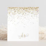 Bloc De Notas Purpurina dorado Glam Monograma Nombre<br><div class="desc">Purpurina Glam Gold Elegant Monograma Notepad. Personaliza fácilmente este diseño de pancartas de moda de moda con un elegante purpurina brillante de oro sobre un fondo negro. El diseño incluye su monograma manuscrito con giros de bonito y nombre.</div>