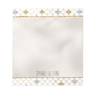 Bloc De Notas Purpurina Glitzy Mermaid Blue Gold Sparkle