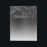 Bloc De Notas Purpurina negro metálico personalizado<br><div class="desc">Personalice fácilmente este bloc de notas metalizado y glamoroso purpurina con patrones con su propio nombre personalizado.</div>