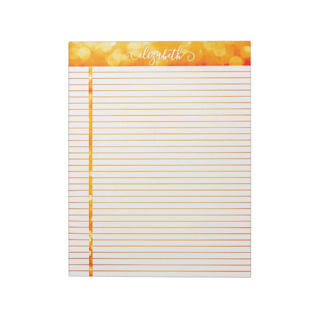 Bloc De Notas Purpurina Notepad en Naranja (Lado Izquierdo)