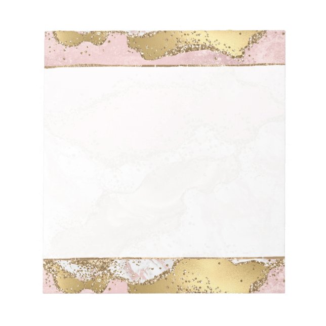 Bloc De Notas Purpurina Oro de Mármol Blanco Rosa (Frente)