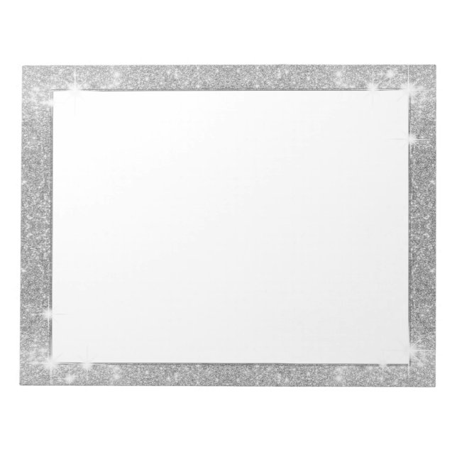 Bloc De Notas Purpurina plateado Sparkle Metalizado Aspecto metá (Frente)