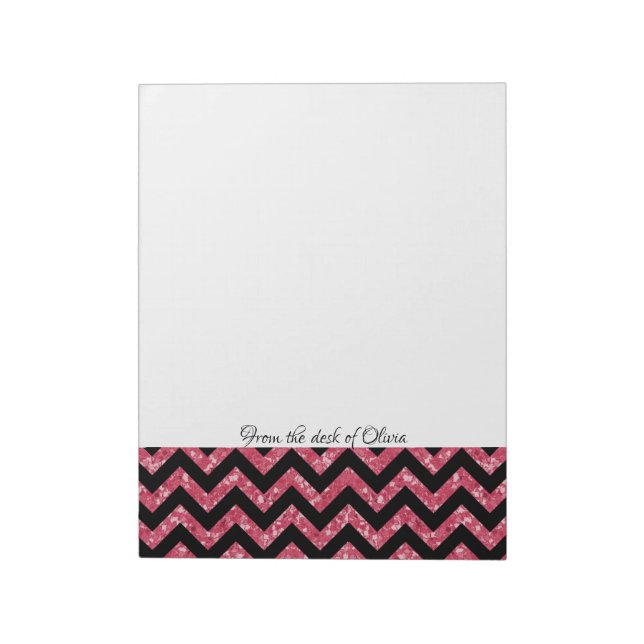 Bloc De Notas Purpurina Rosa Chevron Notepad (Lado Izquierdo)