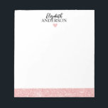 Bloc De Notas Purpurina rosa elegante personalizado<br><div class="desc">Este bloc de notas purpurina giratorio y giratorio personalizado tiene su nombre en texto negro con un corazón y un borde purpurina rosado. Personalizar el bloc de notas con el nombre de su elección para hacer que alguien se sienta especial. Hace un regalo divertido para cumpleaños o Navidades, y perfecto...</div>