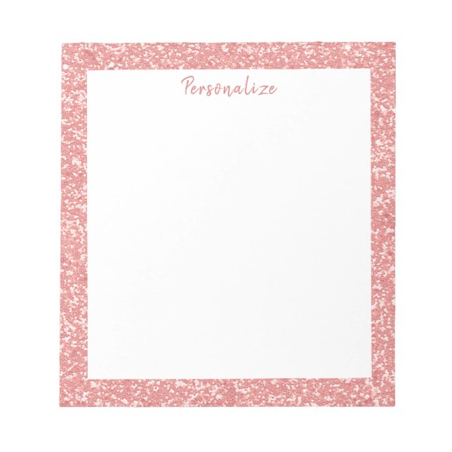Bloc De Notas Purpurina rosa Glam Sparkle Border Personalizado (Frente)