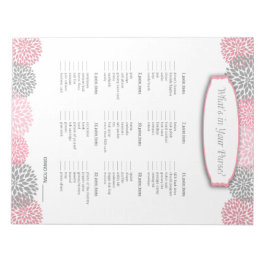 Bloc De Notas Qué hay en tu bolso Juego de Dahlia Gris Rosa