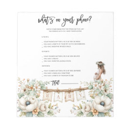 Bloc De Notas ¿Qué hay en tu teléfono? Juego para Baby Shower
