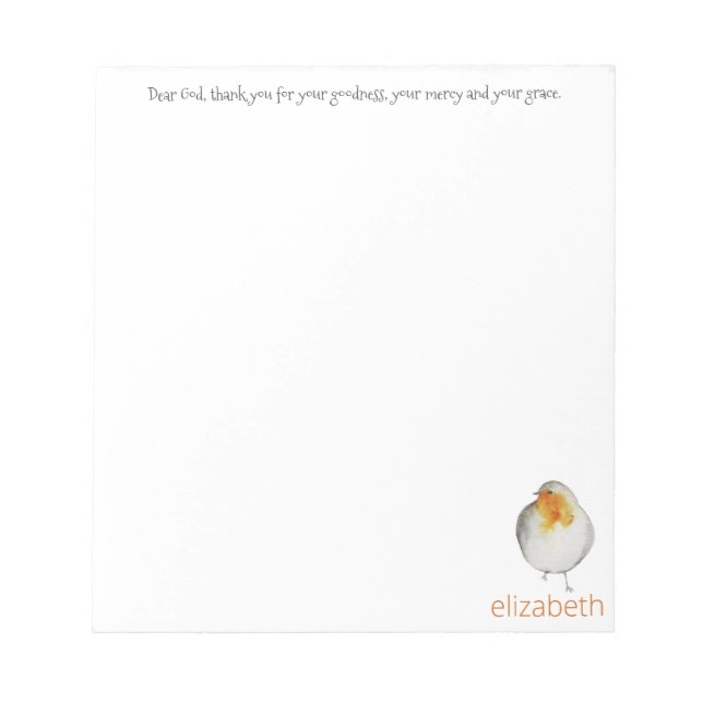 Bloc De Notas Querido Dios, gracias Bird Notepad (Frente)