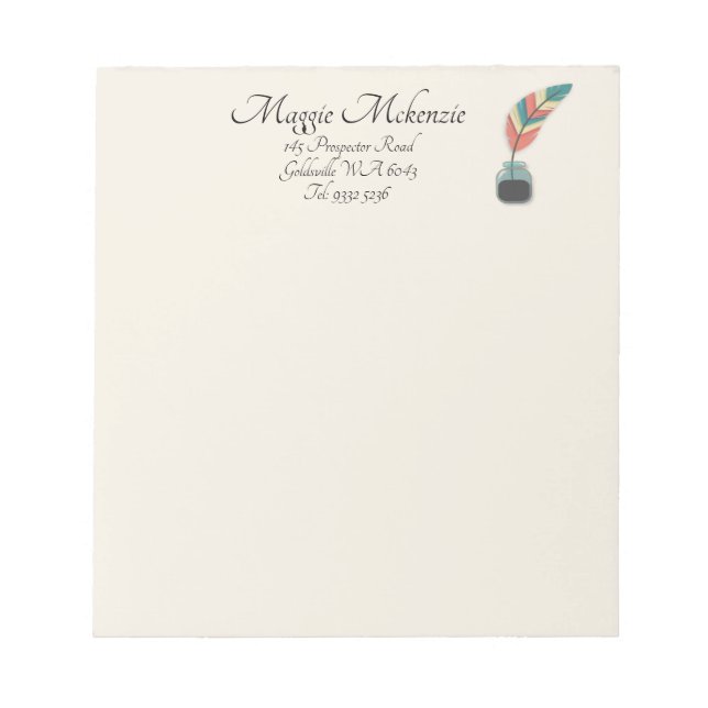 Bloc De Notas Quill en una botella de tinta (Frente)