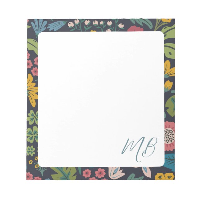 Bloc De Notas Quirky Abstract Floral Pattern Monogram (Frente)