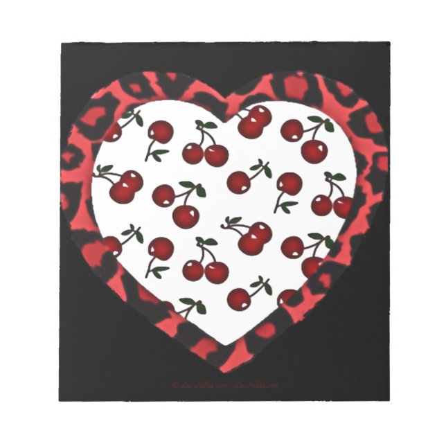 Bloc De Notas RAB Rockabilly Cherries Leopard Print Heart (Frente)