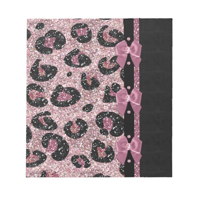 Bloc De Notas RAB Rockabilly Pink Leopard Print Ribbon Bows (Frente)