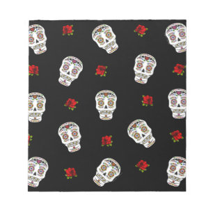 Bloc De Notas RAB Rockabilly Sugar Skulls Roses On Black