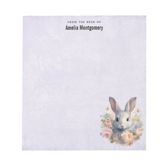 Bloc De Notas Rabbit Surrounded by Pastel Flowers Cute (Frente)