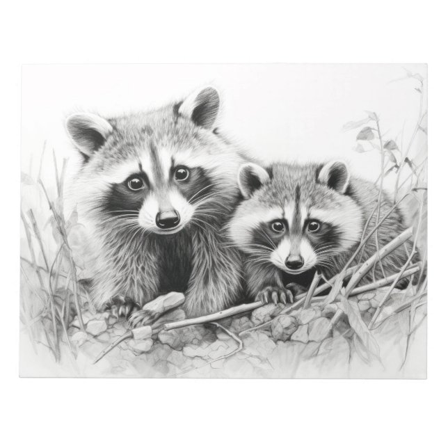 Bloc De Notas Raccoon Animal Discovery Wild Nature Ink Sketch (Frente)