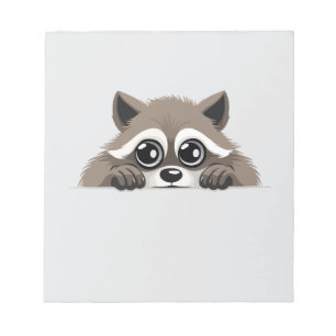 Bloc De Notas Raccoon Peeking Cute Adorable Gracioso Personaliza