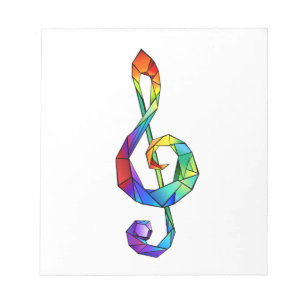 Bloc De Notas Rainbow musical key treble clef