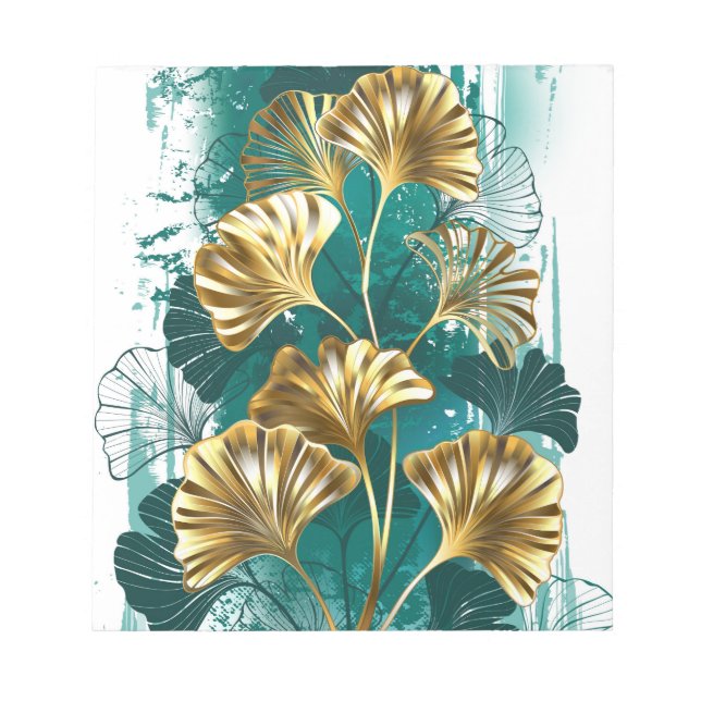 Bloc De Notas Rama con hojas doradas Ginko Biloba (Frente)