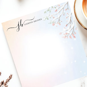 Bloc De Notas Rama nevada de invierno acuarela personalizada