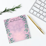 Bloc De Notas Ramificaciones De Leche De Color Agua En Color Ros<br><div class="desc">Diseño único y personalizado de tabletas con ramas de hojas pintadas de color verde sobre un fondo rosa. El texto es completamente editable. Utilice la opción Personalizar para realizar cambios. Utilice la herramienta Editar diseño para realizar más ajustes, como cambiar el tipo de letra, el color de la fuente o...</div>